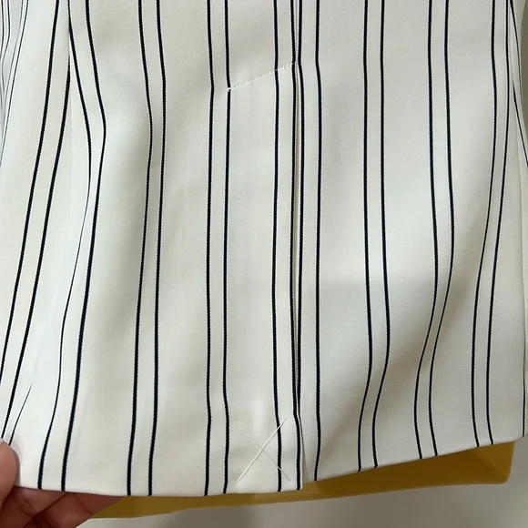 TALBOT WOMENS BLAZER JACKET COAT STRIPE WHITE BLACK SIZE 2P - Picture 9 of 12